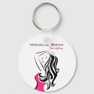 Lovely girl with wavy hair Hairstyling branding Key Ring