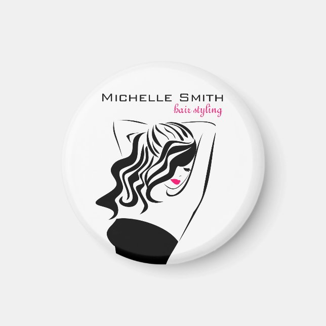 Lovely girl with wavy hair Hairstyling branding Magnet (Front)