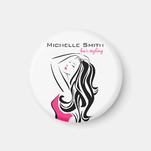 Lovely girl with wavy hair Hairstyling branding Magnet