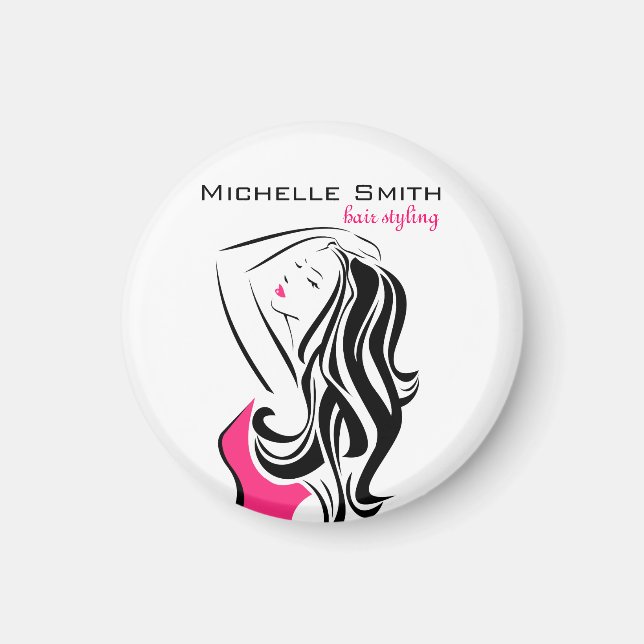 Lovely girl with wavy hair Hairstyling branding Magnet (Front)