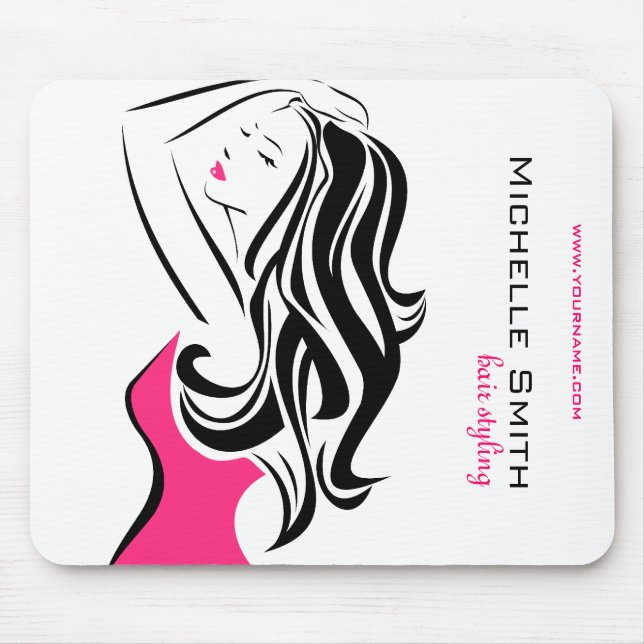 Lovely girl with wavy hair Hairstyling branding Mouse Pad (Front)