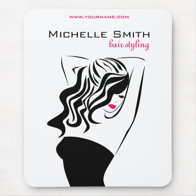 Lovely girl with wavy hair Hairstyling branding Mouse Pad (Front)