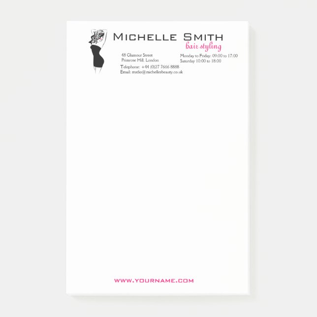Lovely girl with wavy hair Hairstyling branding Post-it Notes (Front)