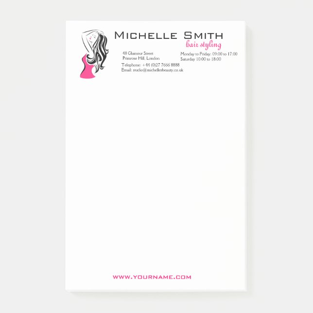 Lovely girl with wavy hair Hairstyling branding Post-it Notes (Front)