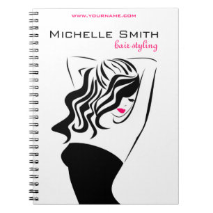 Lovely girl with wavy hair Hairstyling branding Spiral Notebook