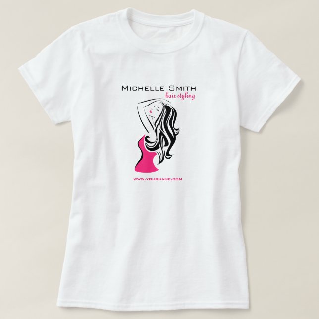 Lovely girl with wavy hair Hairstyling branding T-Shirt (Design Front)