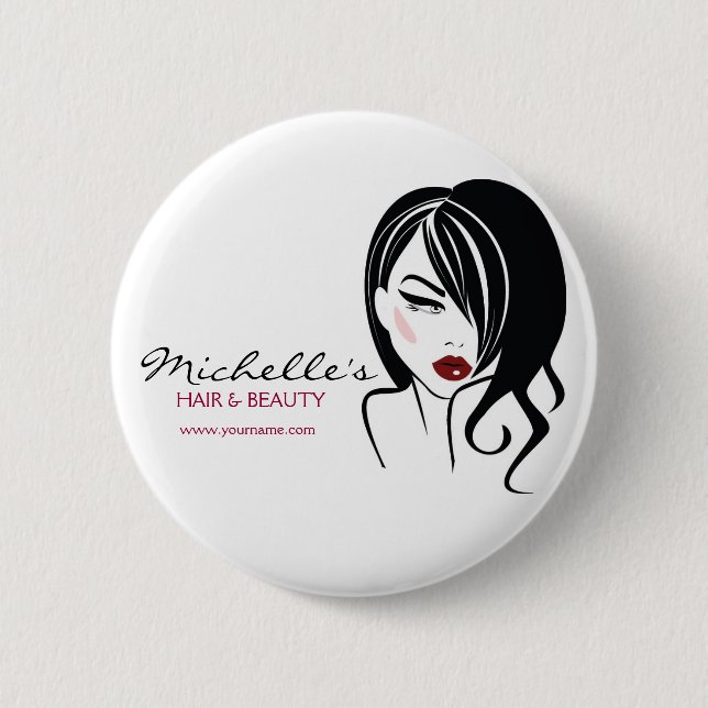Lovely girl with wavy hair Makeup Icon 6 Cm Round Badge (Front)