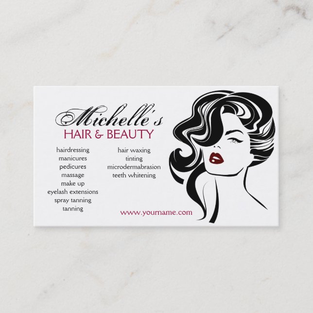Lovely girl with wavy hair Makeup Icon Business Card (Front)