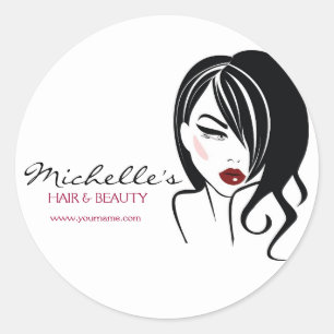 Lovely girl with wavy hair Makeup Icon Classic Round Sticker
