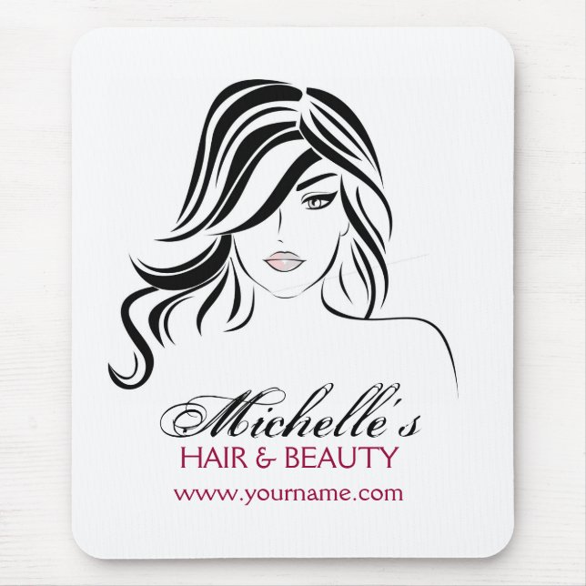 Lovely girl with wavy hair Makeup Icon Mouse Pad (Front)