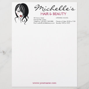 Lovely girl with wavy hair Makeup Icon Personalised Letterhead