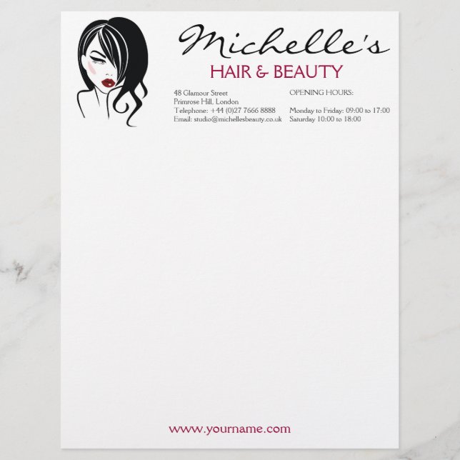 Lovely girl with wavy hair Makeup Icon Personalised Letterhead (Front)