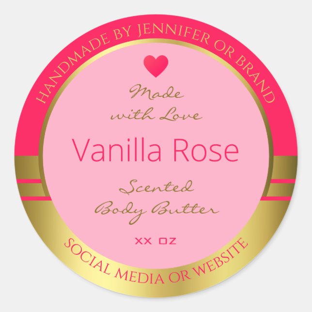 Lovely Girly Product Packaging Label Pink and Gold (Front)