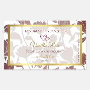 Lovely Gold Maroon Coloured Floral Product Labels