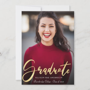 lovely gold script graduation announcement photo