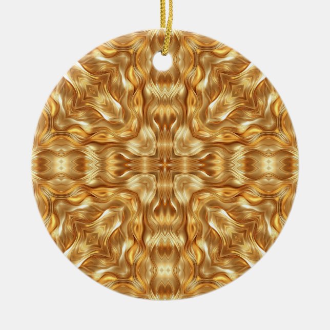 Lovely golden abstract pattern ceramic tree decoration (Front)