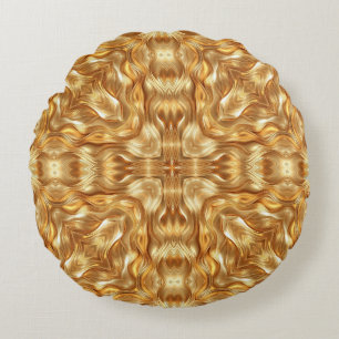 Lovely golden abstract pattern round cushion