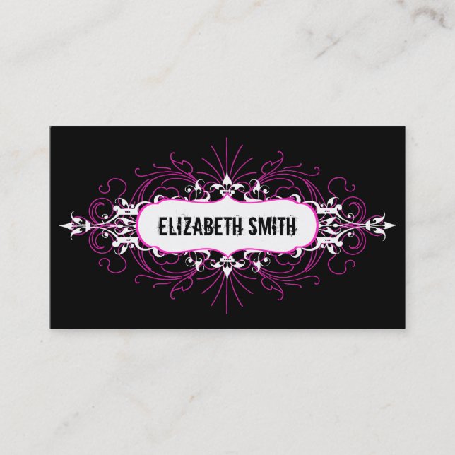 Lovely Gothic Business Card Pink/Black (Front)