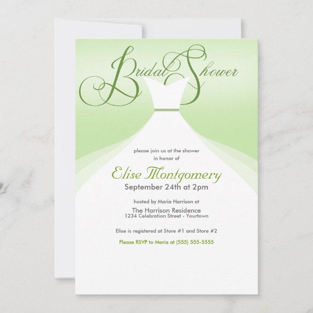 Lovely Gown Bridal Shower Invitations (Front)