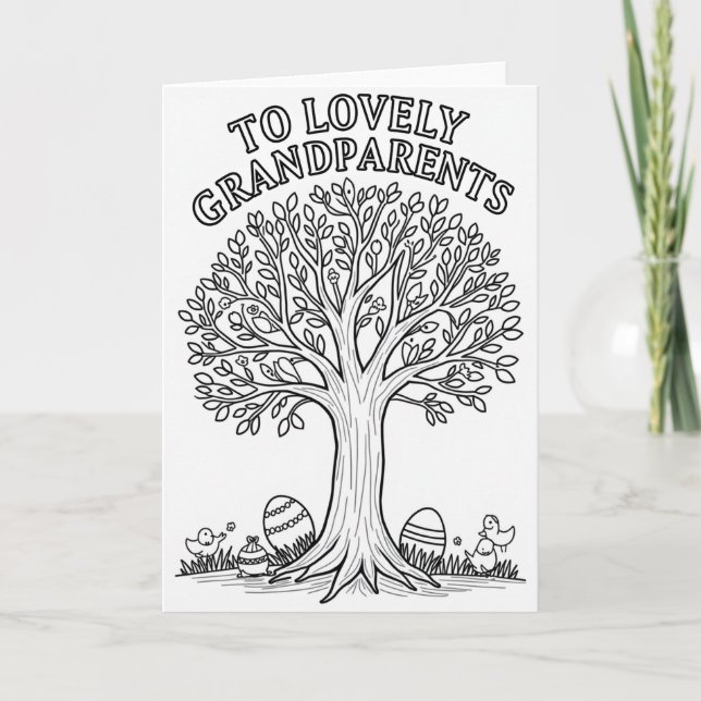 Lovely Grandparents Tree Art Card (Front)