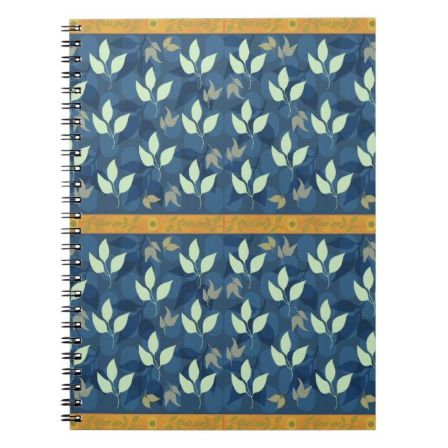 Lovely Green and Blue Leafy Pattern Notebook (Front)