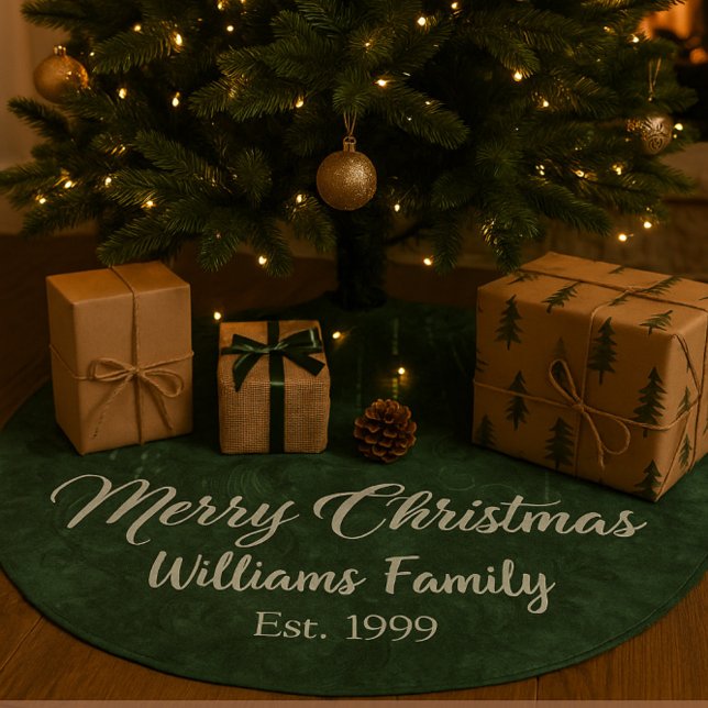 Lovely Green Merry Christmas Floral Fleece Tree Skirt (Creator Uploaded)