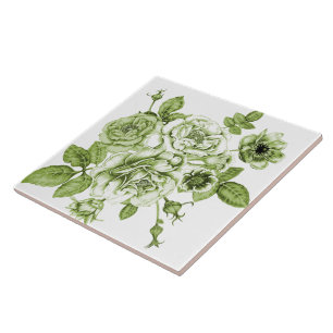 Lovely Green Roses Tile