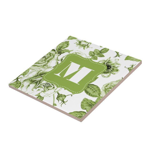 Lovely Green Roses Tile (Side)