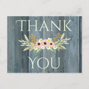 Lovely Green Rustic Thank You Postcard