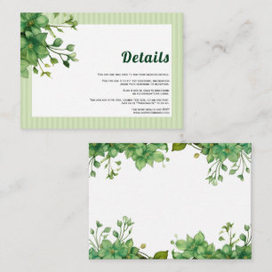 Lovely greenery and stripes spring wedding details enclosure card