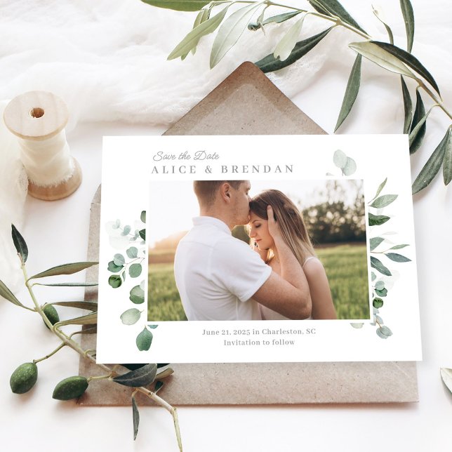 Lovely Greenery Wedding Save The Date Card (Creator Uploaded)