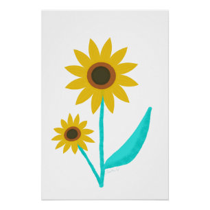 Lovely Hand Drawn Digital Sweet Sunflower Poster