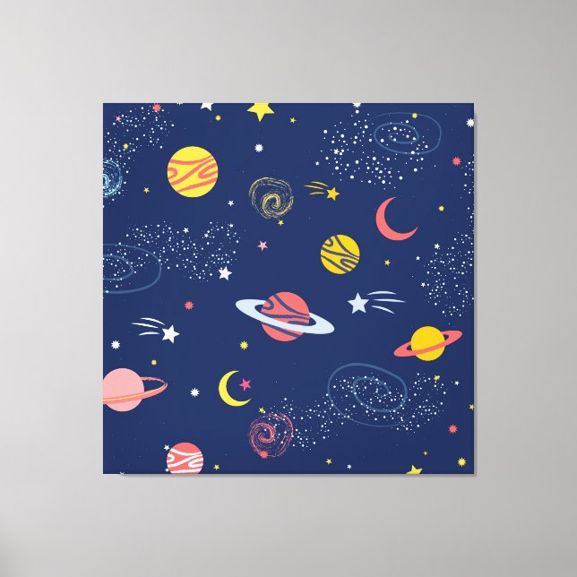Lovely Hand Drawn Galaxy Background Pattern Canvas Print (Front)