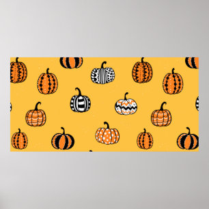 Lovely hand drawn pumpkin seamless pattern, great poster