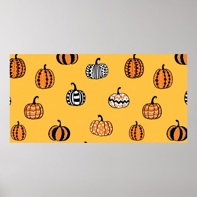 Lovely hand drawn pumpkin seamless pattern, great  poster (Front)