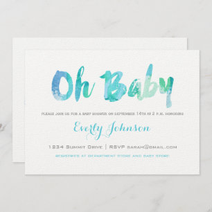 Lovely Hand Lettered Baby Boy Shower Invitation