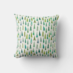 Lovely Hand-Painted Christmas Trees Pattern Cushion