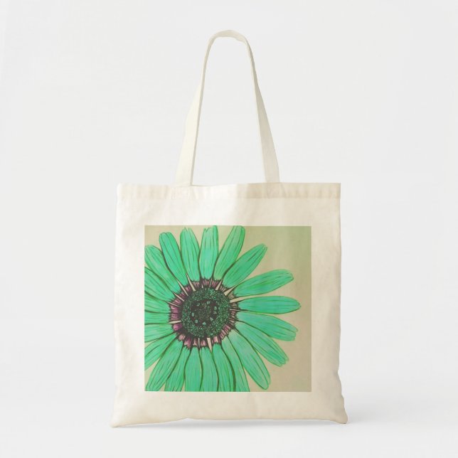 Lovely hand sketched Flower Tote Bag (Front)
