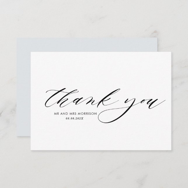 lovely handwritten script wedding thank you card (Front/Back)