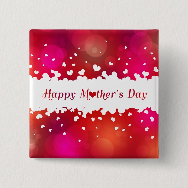 Lovely Happy Mother's Day Hearts 15 Cm Square Badge (Front)