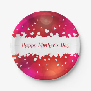 Lovely Happy Mother's Day Hearts Paper Plate