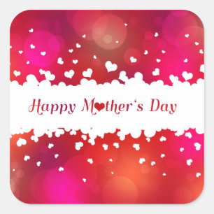 Lovely Happy Mother's Day Hearts Square Sticker