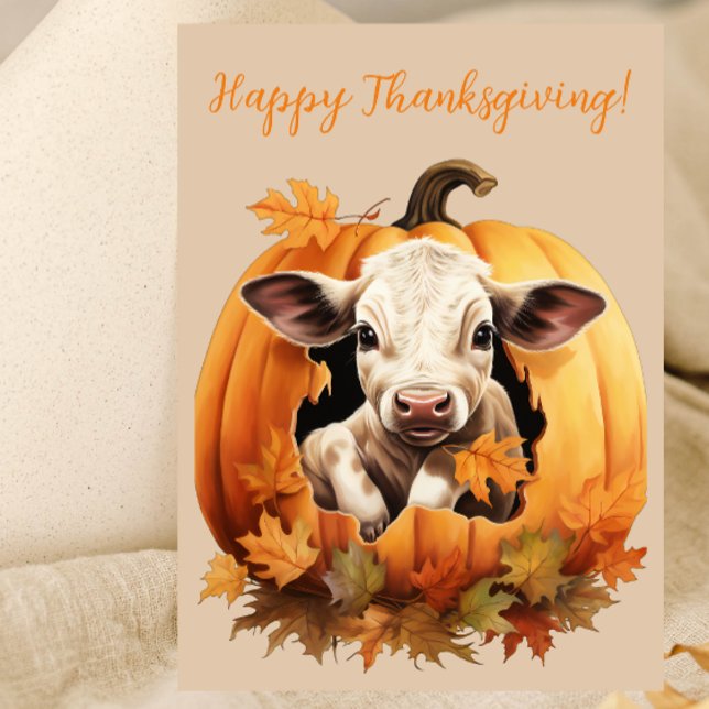 Lovely Happy Thanksgiving Calf Watercolor Cards (Creator Uploaded)