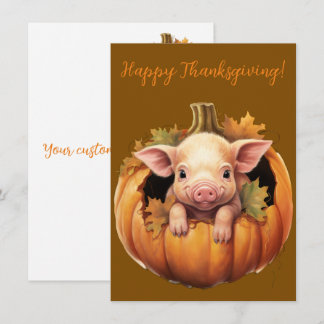 Lovely Happy Thanksgiving Pig Watercolor Cards