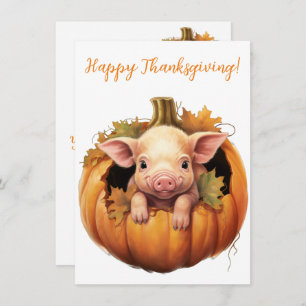 Lovely Happy Thanksgiving Pig Watercolor Cards
