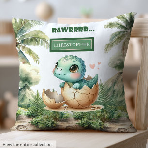 Lovely Hatching Soon Baby Dinosaur Watercolor  Cushion