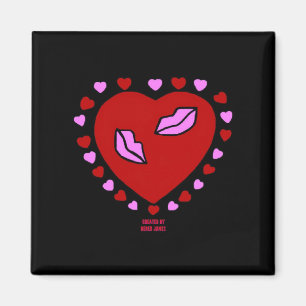 Lovely Heart Kisses 2 Inch Square Magnet