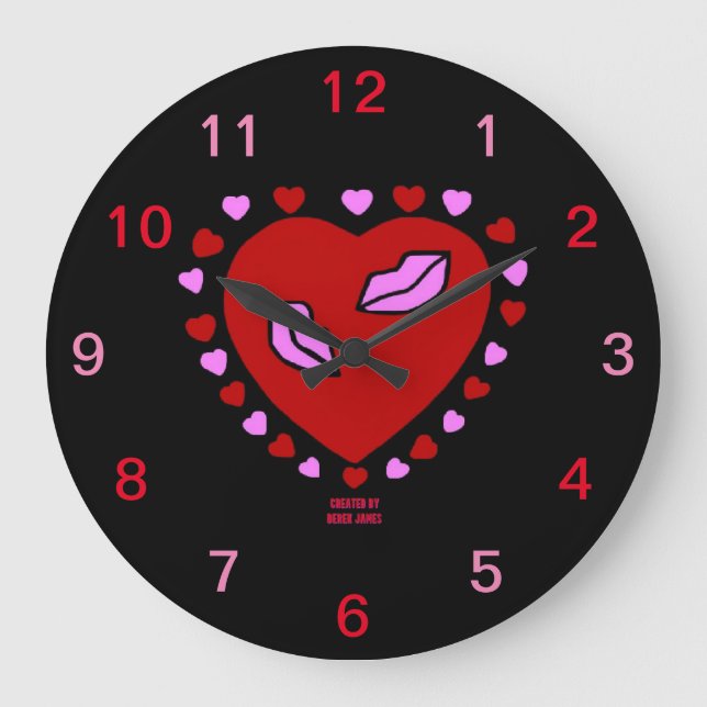 Lovely Heart Kisses Acrylic Wall Clock (Front)