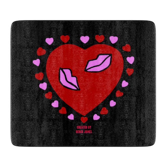 Lovely Heart Kisses Cutting Board (Front)