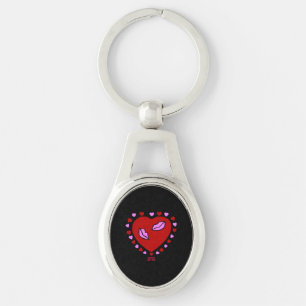 Lovely Heart Kisses Oval Keychain